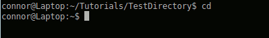 Screenshot of the cd command and results.
