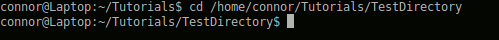 Screenshot of the cd command navigating to a directory relative to the filesystem.