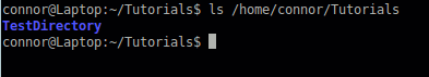 Screenshot of listing a directory relative to the filesystem.